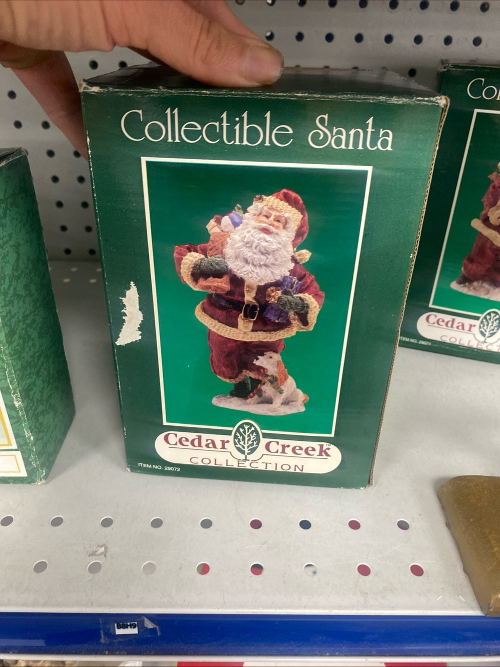 Vintage Cedar Creek Collection Resin Santa w Bag and Puppy & Original Box